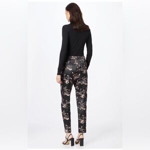 Scotch & Soda Women’s High-rise Tapered Jacquard Trousers Black & Pink Sz 25 NWT